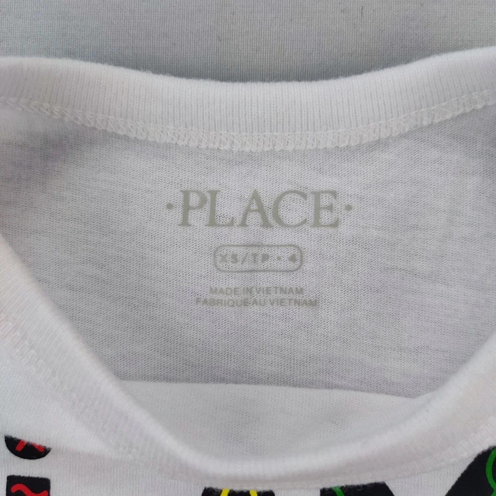 The Children's Place T-Shirt‎ Unisex Kids XS 4 White Black History Graphic Tee